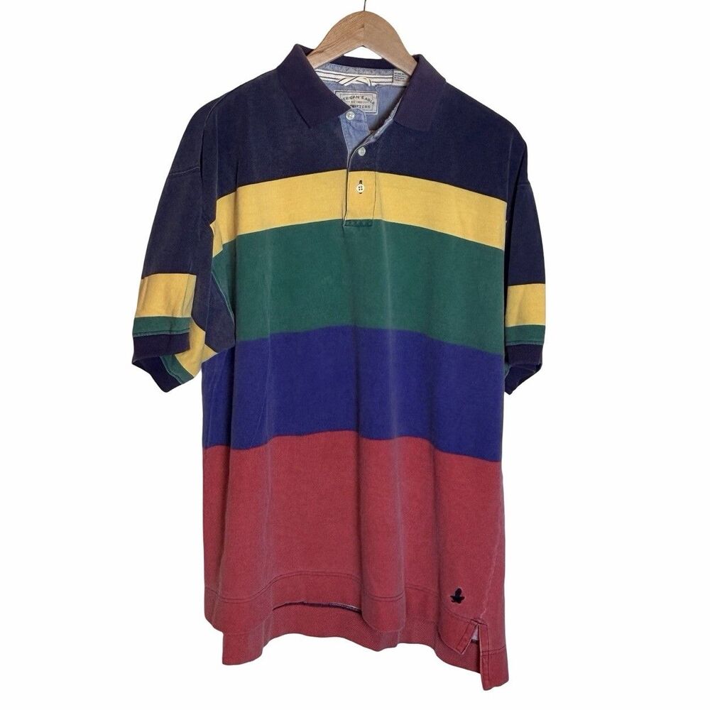 Vintage American Eagle Polo Shirt Preppy Men's XL Multicolor 90s Striped Street